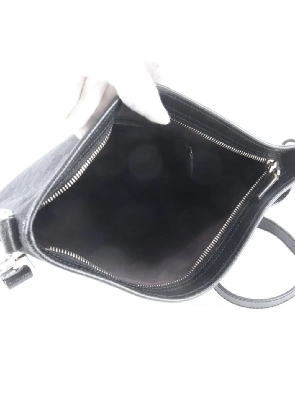 Gucci GG Canvas Leather Shoulder Bag Crossbody Messenger Black